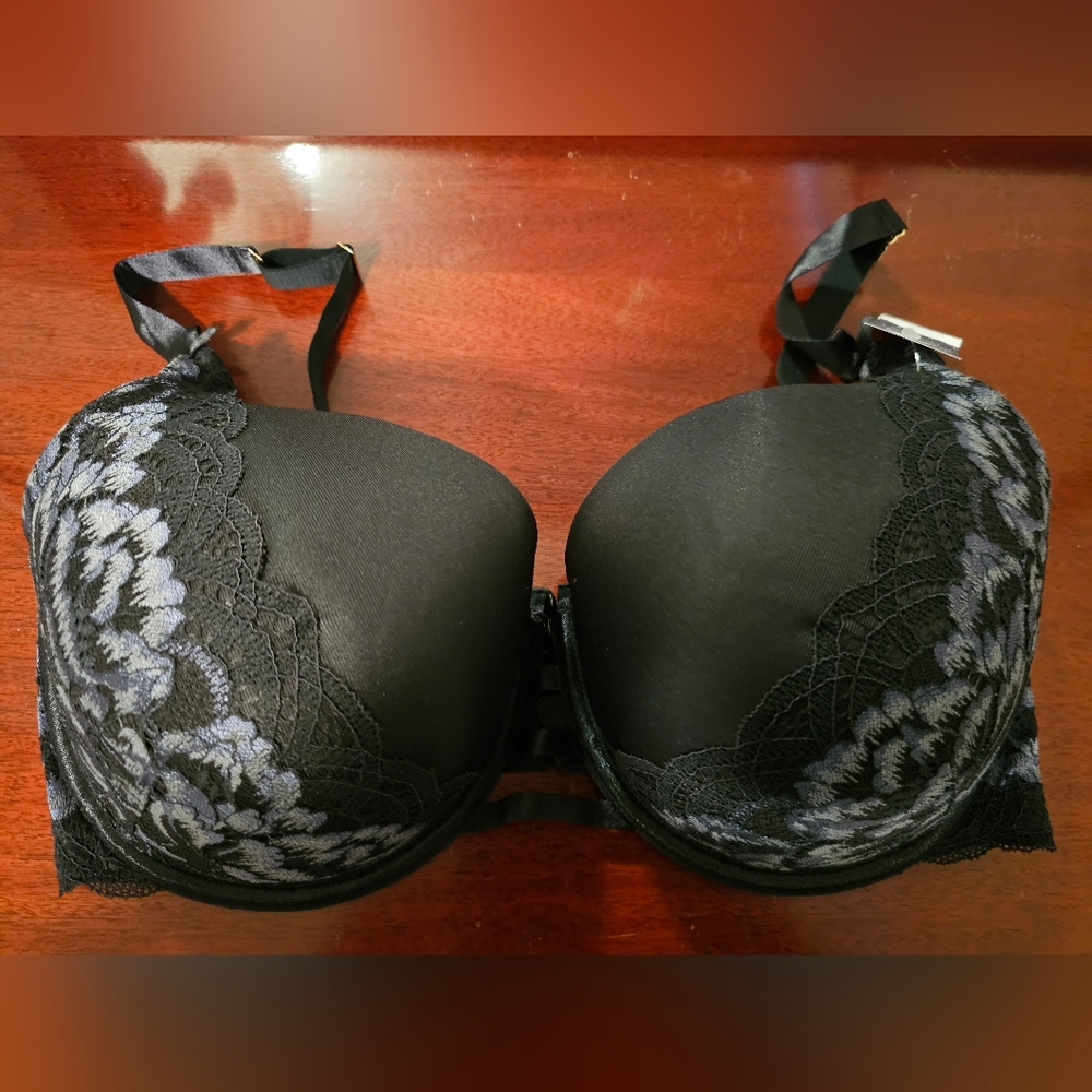 Cacique Black Lace Boost Balconette Bra 40F